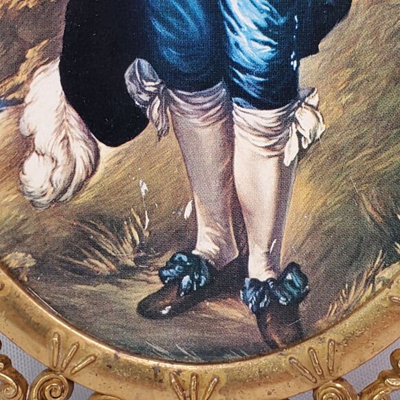 Vintage Italian Brass Ornate Gold Frame Renaissance Print Blue Boy - Picture 8 of 13